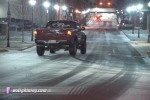 Truck fishtails on ice