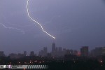 Lightning striking the John Hancock building