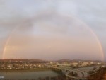 December double rainbow and mountains