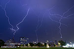 Lightning striking the Sears Tower, Trmpu Tower and John Hancock Center