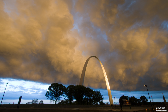 Sunset storm clouds over the Arch