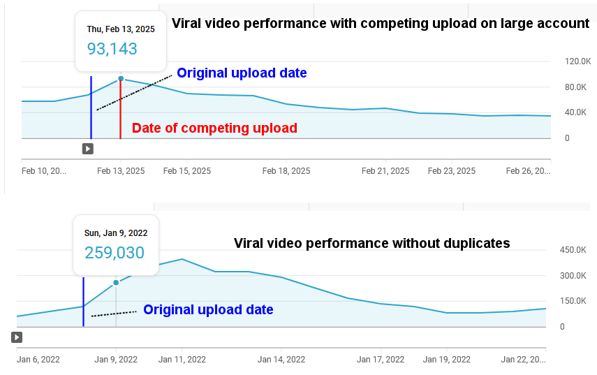 Effect of competing infringing copies of a viral video