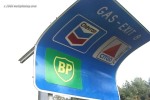 Damaged highway sign