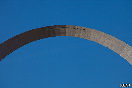 Blue sky and the top of the Gateway Arch in St. Louis