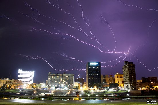 Sky-filling lightning over downtown Charleston