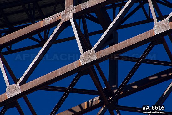 New River Gorge Bridge blue sky close-up
