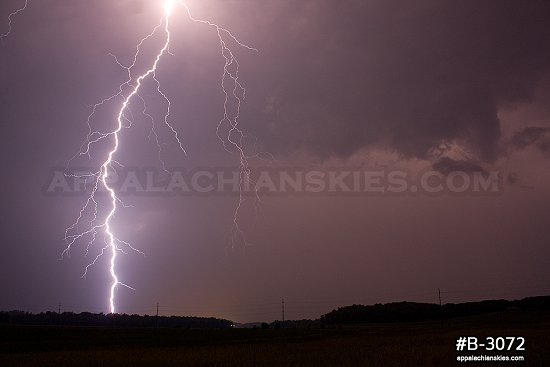 Lightning over rural countryside