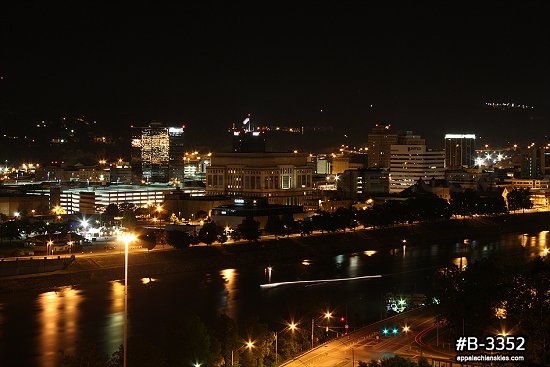 Downtown Charleston nighttime skyline view