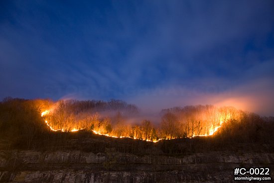 WV mountain wildfire line