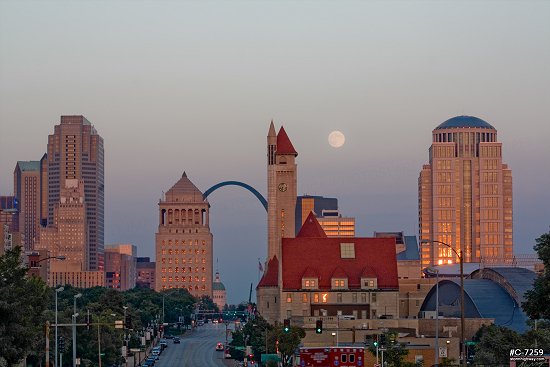 Moonrise over downtown St. Louis