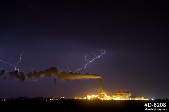 Power plant smokestack lightning