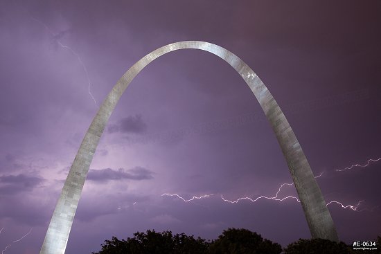 Lightning behind the Arch