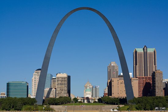 Crisp blue morning skies over St. Louis and the Gateway Arch