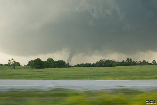 A long-lived EF4 tornado passes near Abilene, Kansas