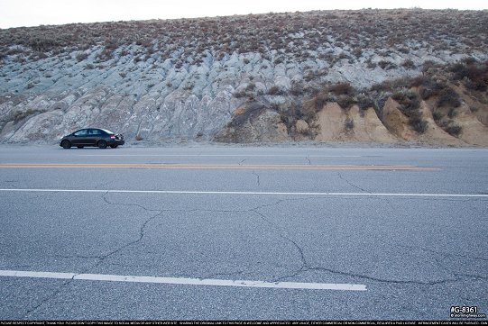 San Andreas Fault visible in road cut at Gorman, CA