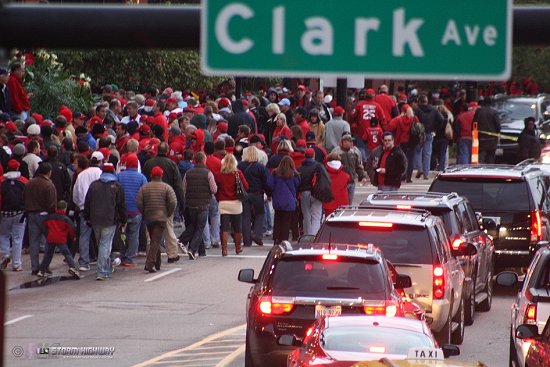 Fans at 8th and Clark