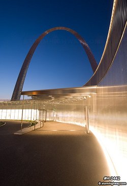 New main entrance at the Gateway Arch at twilight