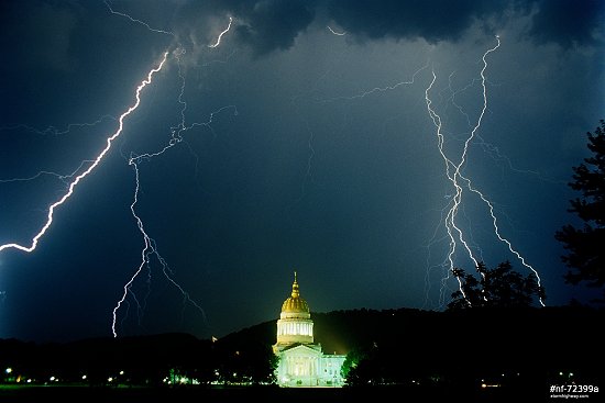 Lightning over the West Virginia State Capitol