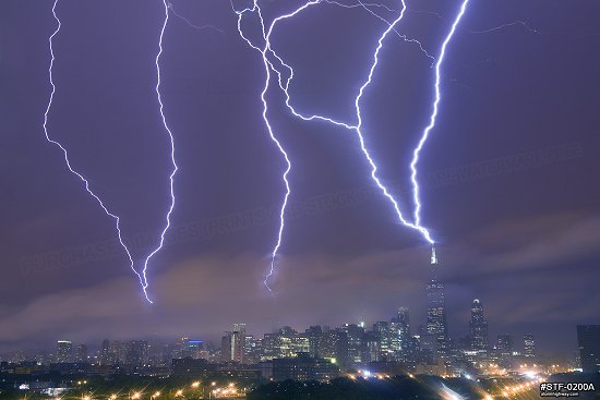 Chicago skyscraper lightning composite 2