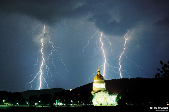 Lightning over State Capitol (stack)