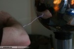 Spark jumps to demonstrator's arm